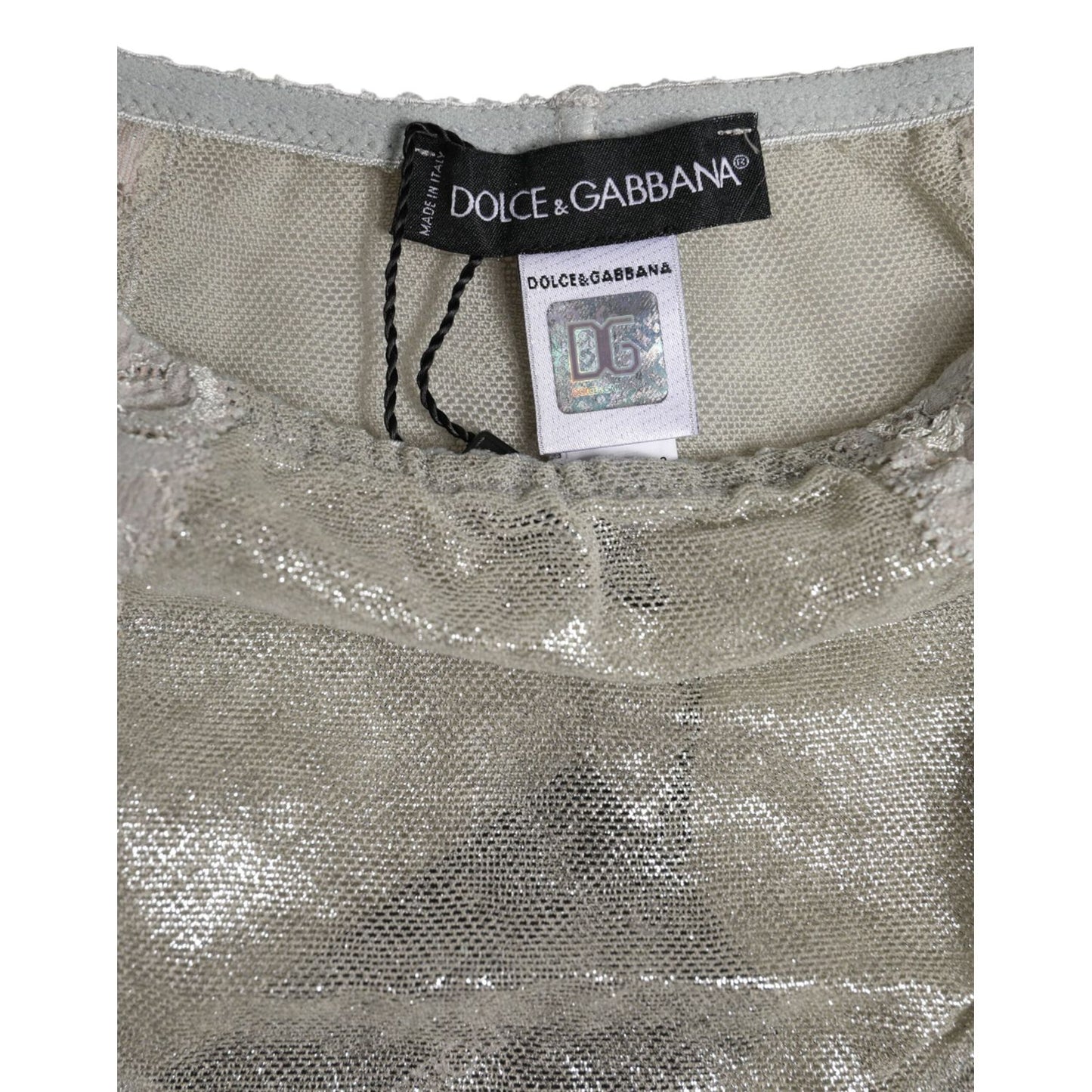 Dolce & Gabbana Gray Cotton Floral Lace High Waist Panty Underwear BIK1302-2