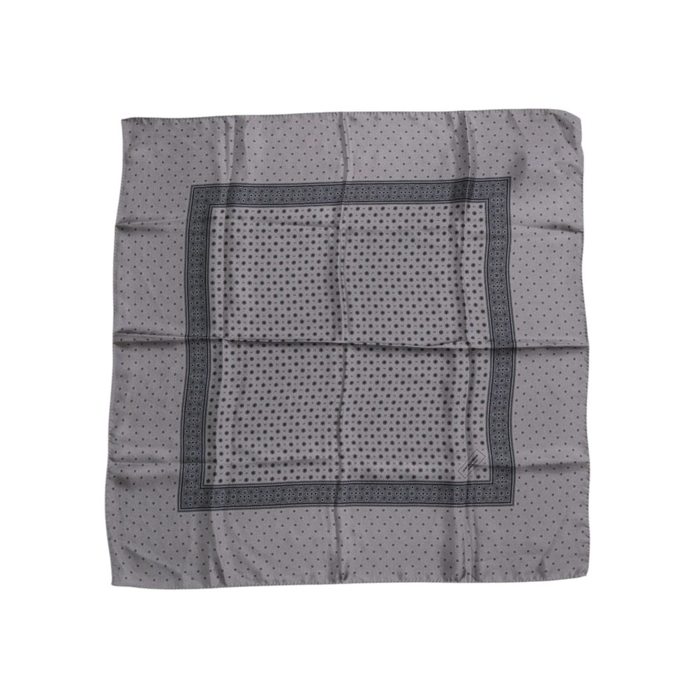 Dolce & Gabbana Gray Polka Dot Silk Square Men Foulard Scarf MS7176