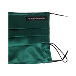 Dolce & Gabbana Green Silk Pleated Elastic Ear Strap Face Mask SMY11245