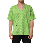 Dolce & Gabbana Green V-Neck DG Logo Heart Print T-shirt TSH90340-52