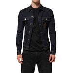 Dolce & Gabbana Indigo Blue Denim Slim Fit Logo Patch Jacket JKT41572-46