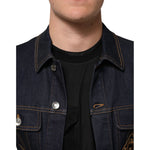 Dolce & Gabbana Indigo Blue Denim Slim Fit Logo Patch Jacket JKT41572-46