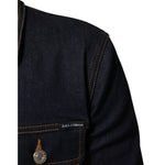 Dolce & Gabbana Indigo Blue Denim Slim Fit Logo Patch Jacket JKT41572-46
