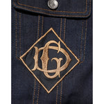 Dolce & Gabbana Indigo Blue Denim Slim Fit Logo Patch Jacket JKT41572-46