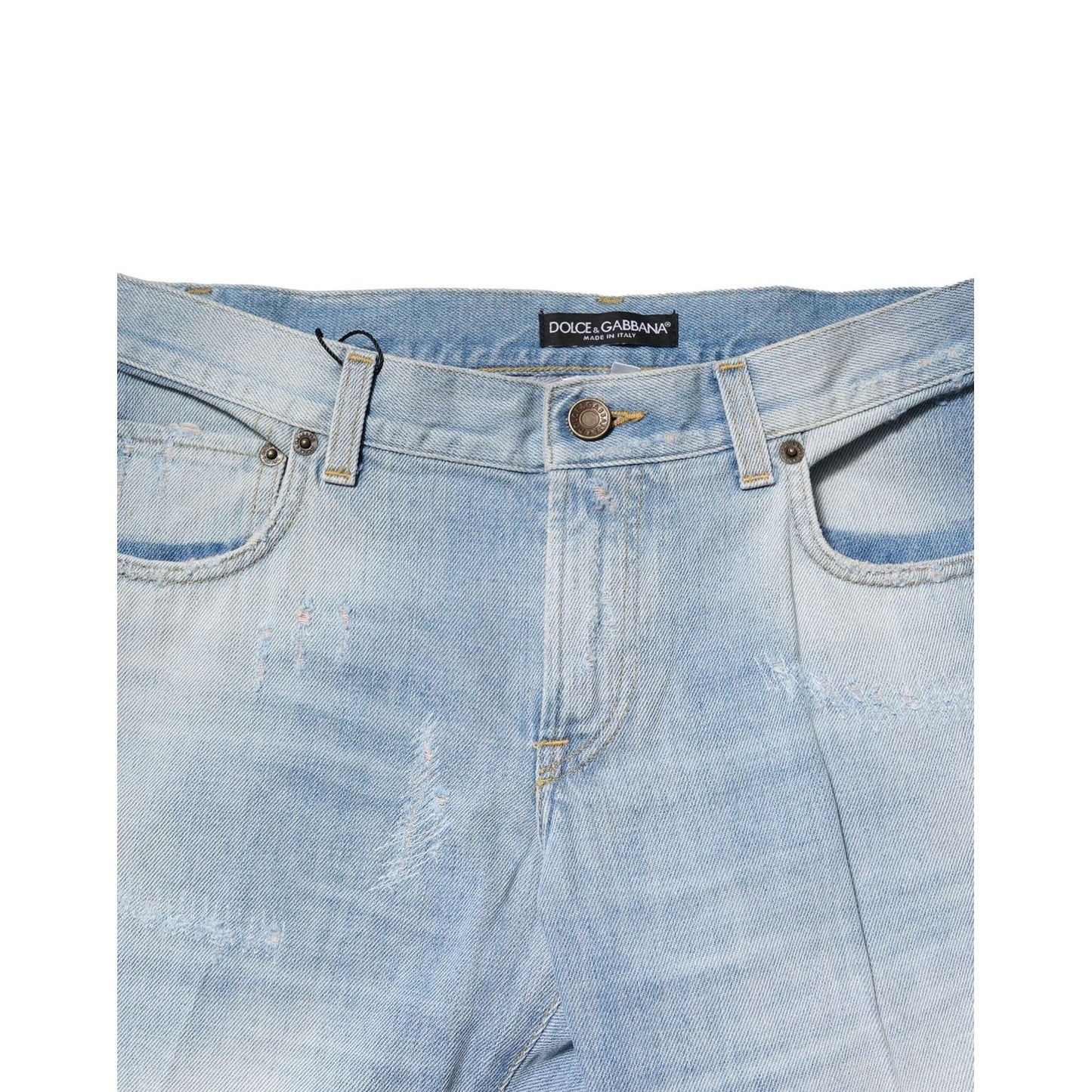 Dolce & Gabbana Light Blue Washed Straight Fit Denim Jeans PAN75928-44