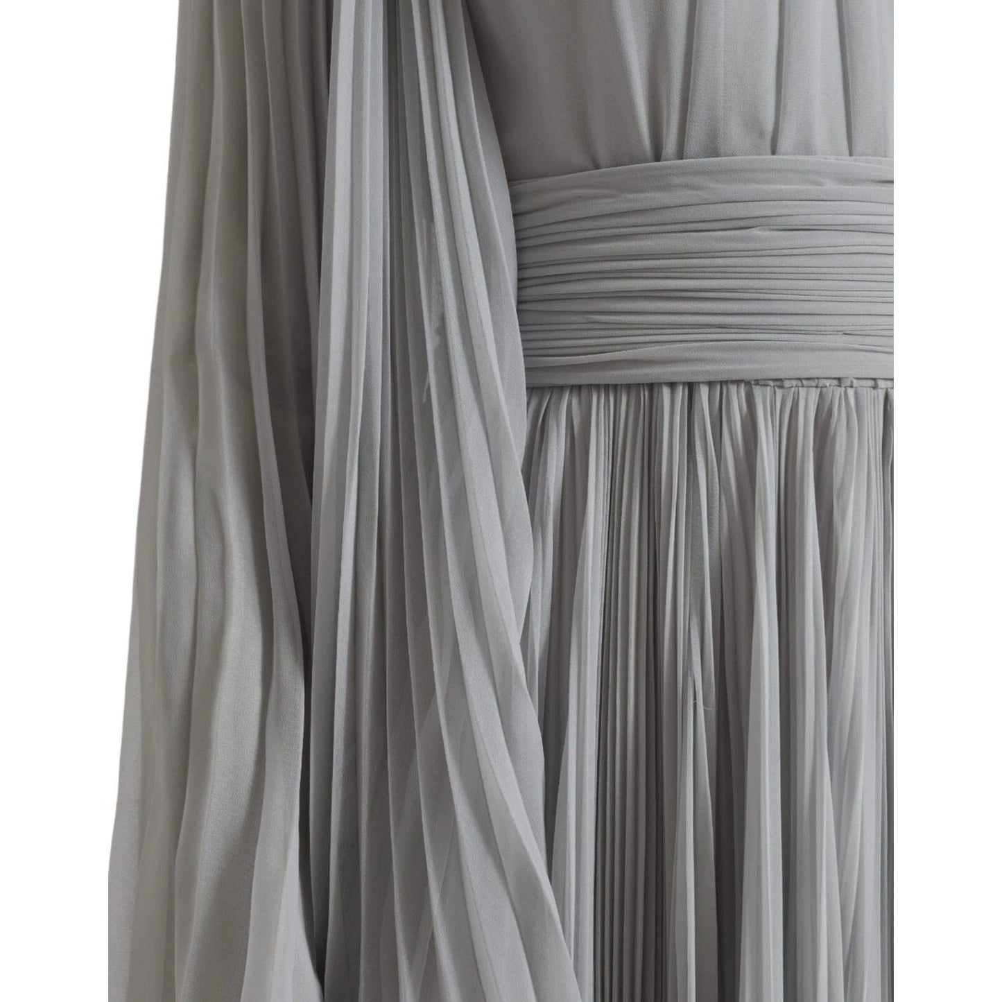 Dolce & Gabbana Light Grey Polyester Pleated Long Maxi Dress DR281072-40