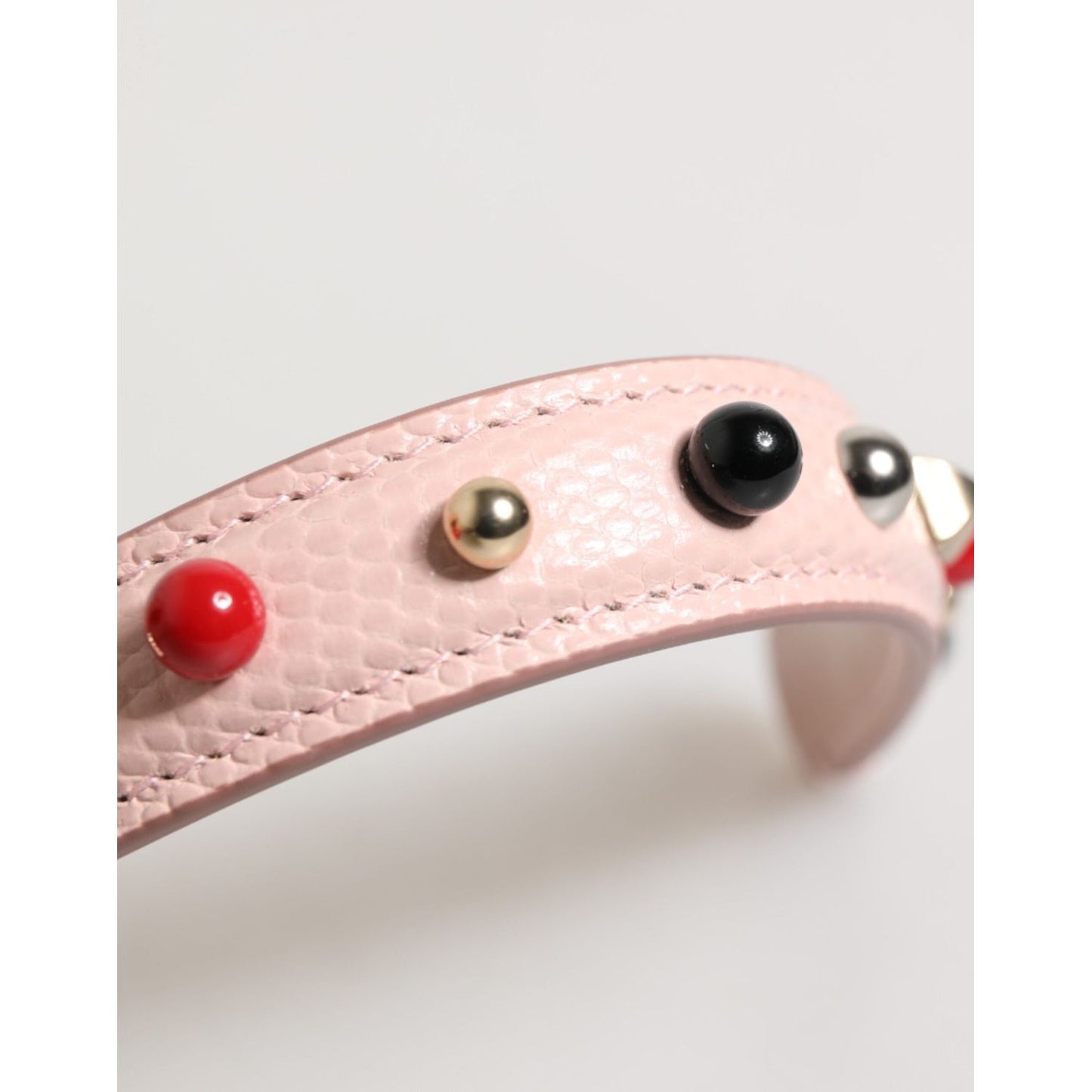 Dolce & Gabbana Light Pink Embellished Leather Bag Handle Shoulder Strap SMY11163