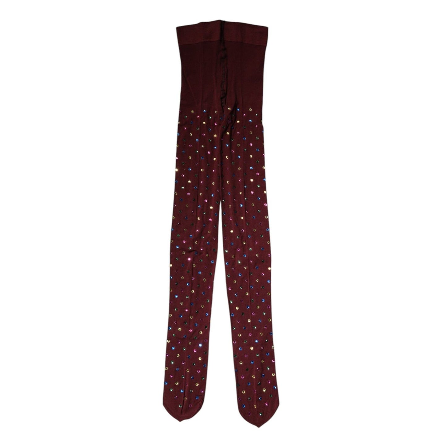 Dolce & Gabbana Maroon Nylon Crystal Embellished Pantyhose Tights SCS2165-M