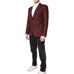 Dolce & Gabbana Maroon Wool Slim Fit Men Coat Jacket Blazer JKT4115-48