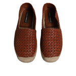 Dolce & Gabbana Maroon Woven Leather Men Espadrille Shoes MV6628-41