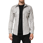 Dolce & Gabbana Metallic Gray Cotton Button Down Men Shirt TSH90790-39