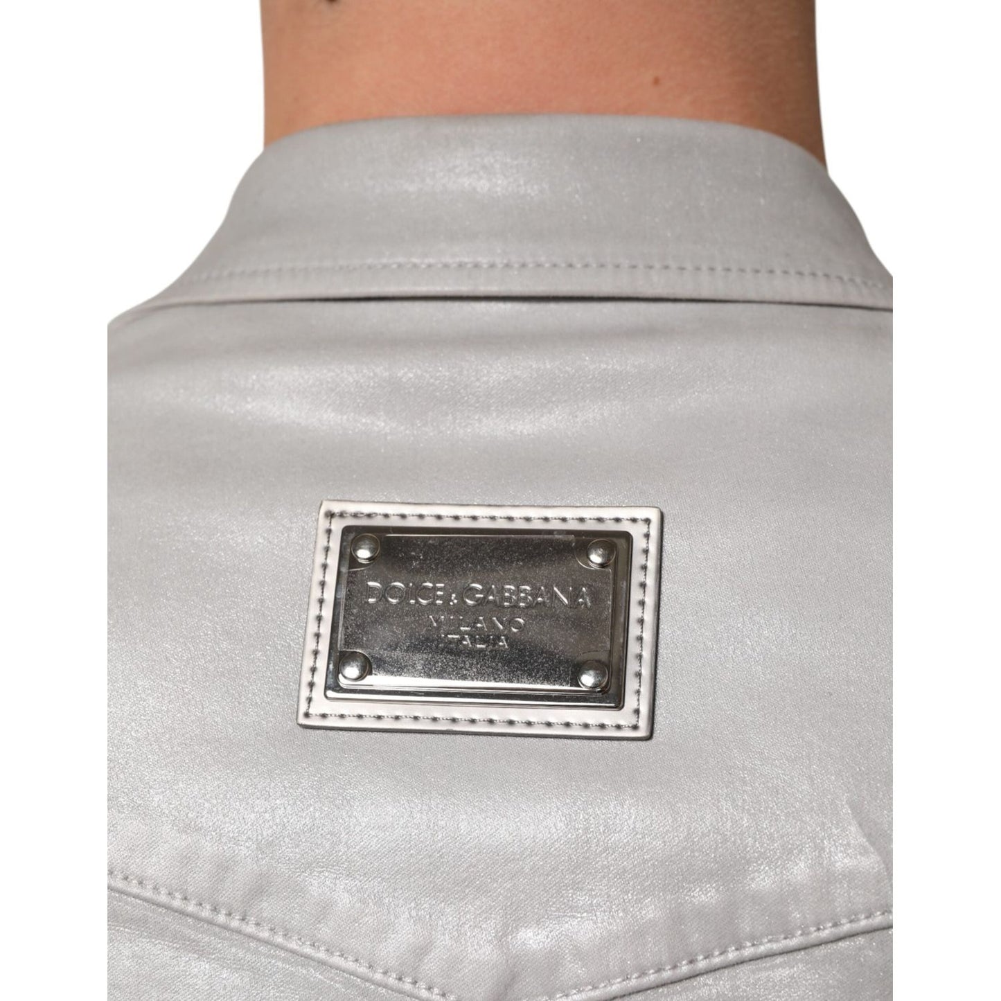 Dolce & Gabbana Metallic Gray Cotton Button Down Men Shirt TSH90790-39