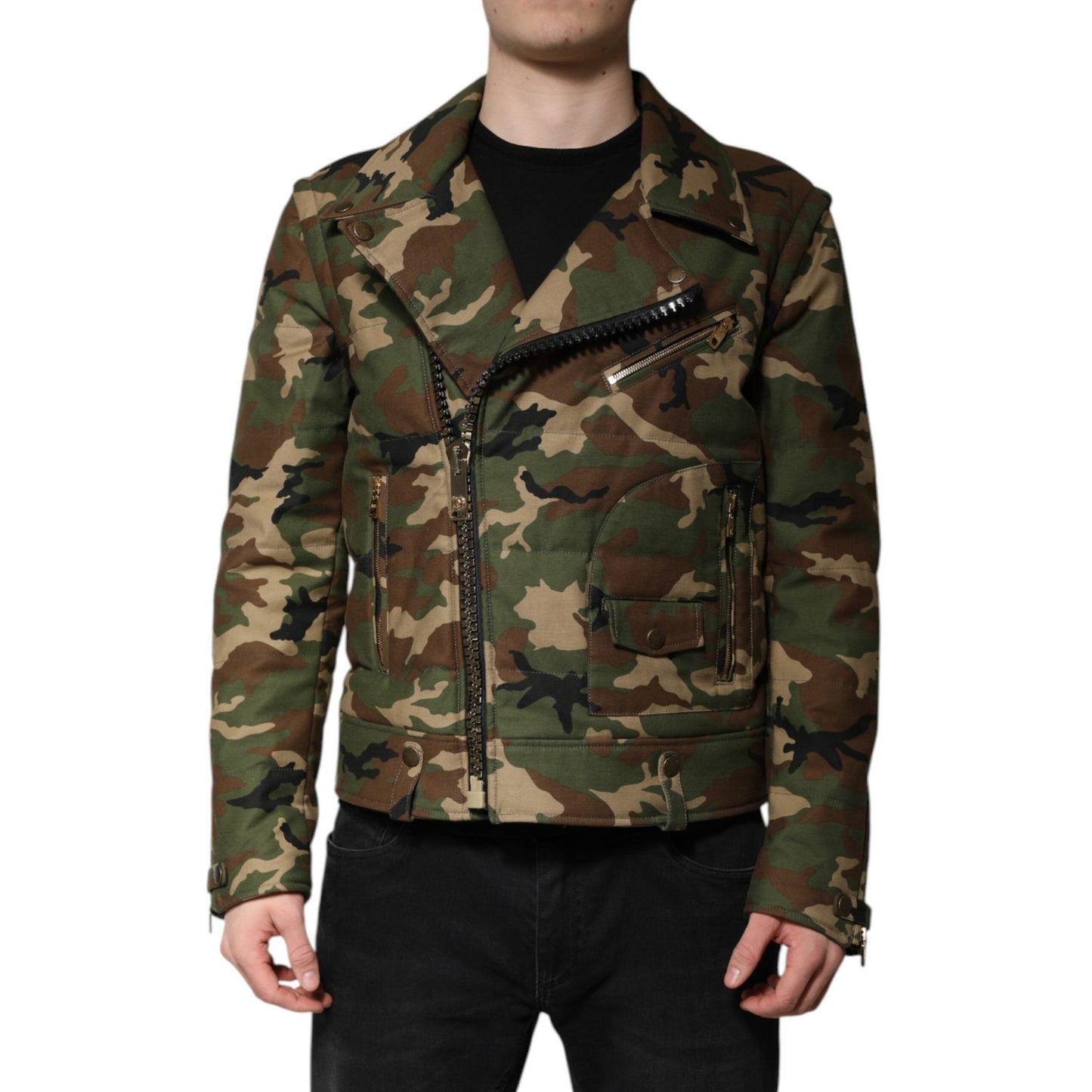 Dolce & Gabbana Multicolor Camouflage Nylon Biker Jacket JKT4128-52