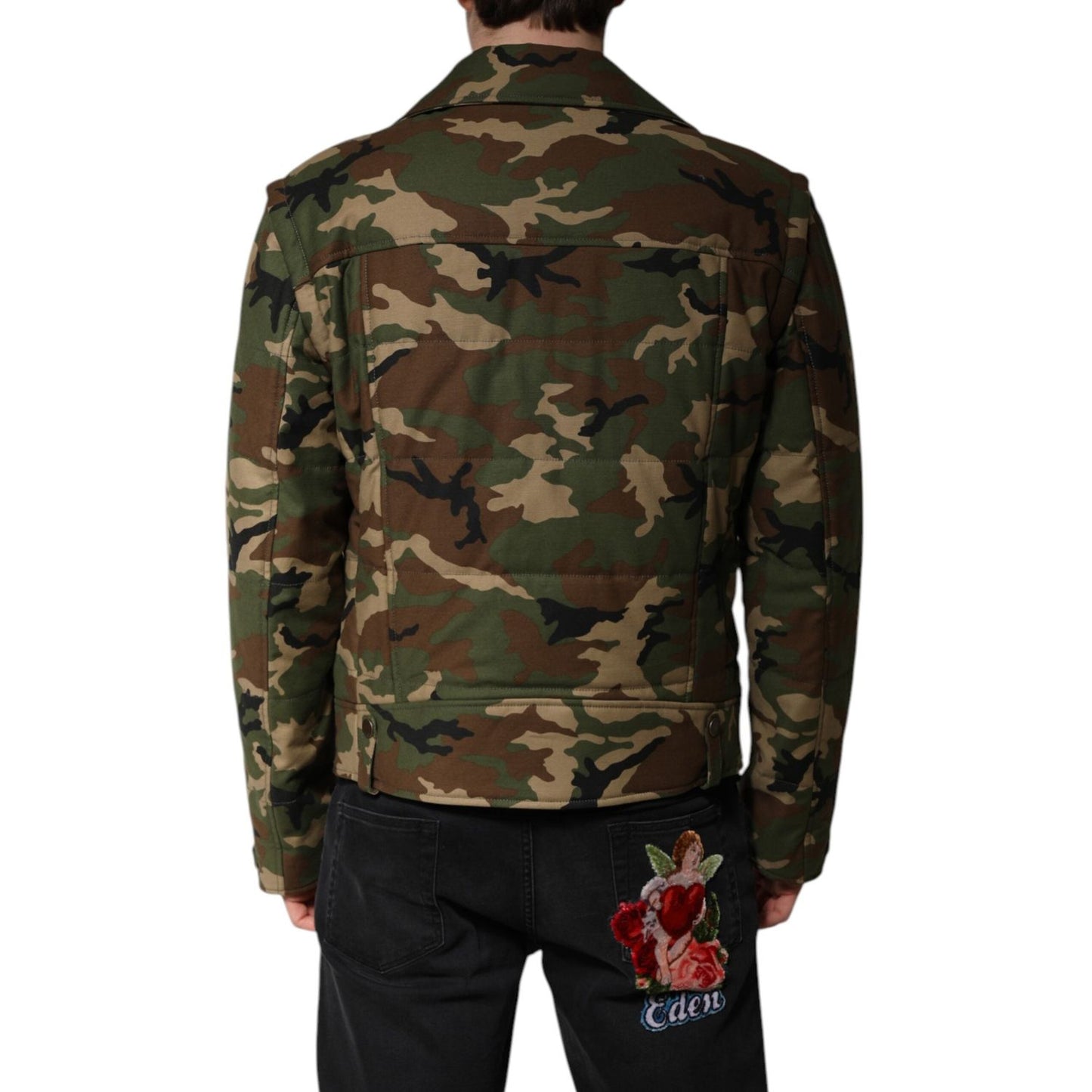 Dolce & Gabbana Multicolor Camouflage Nylon Biker Jacket JKT4128-52