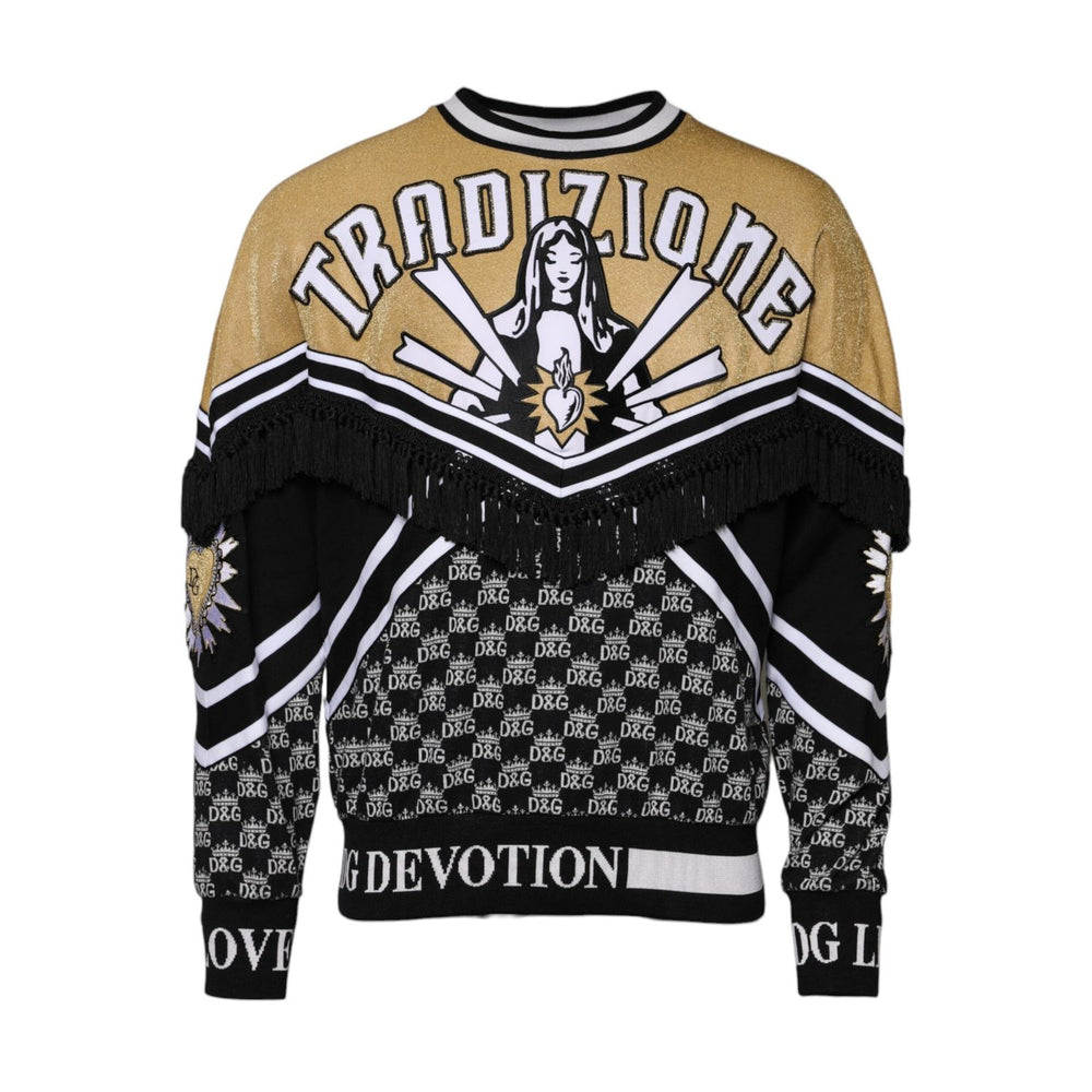 Dolce & Gabbana Multicolor Cotton Crew Neck Pullover Sweater TSH90293-46