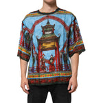 Dolce & Gabbana Multicolor Cotton Linen Temple Print T-shirt TSH91305-52