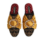 Dolce & Gabbana Multicolor Embellished Flat Sandals Shoes MV7489-44