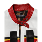 Dolce & Gabbana Multicolor Leather Biker Full Zip Coat Jacket JKT41463-40