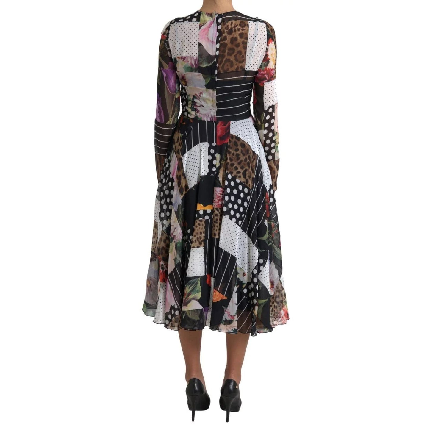 Dolce & Gabbana Multicolor Patchwork Floral Leopard Dress DR28871-46