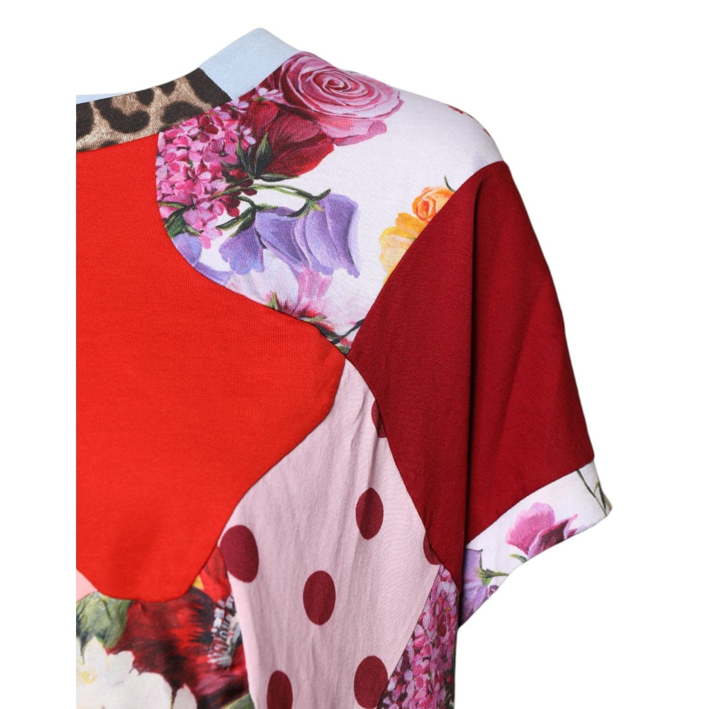 Dolce & Gabbana Multicolor Patchwork Short Sleeve Blouse Top THS90390-38