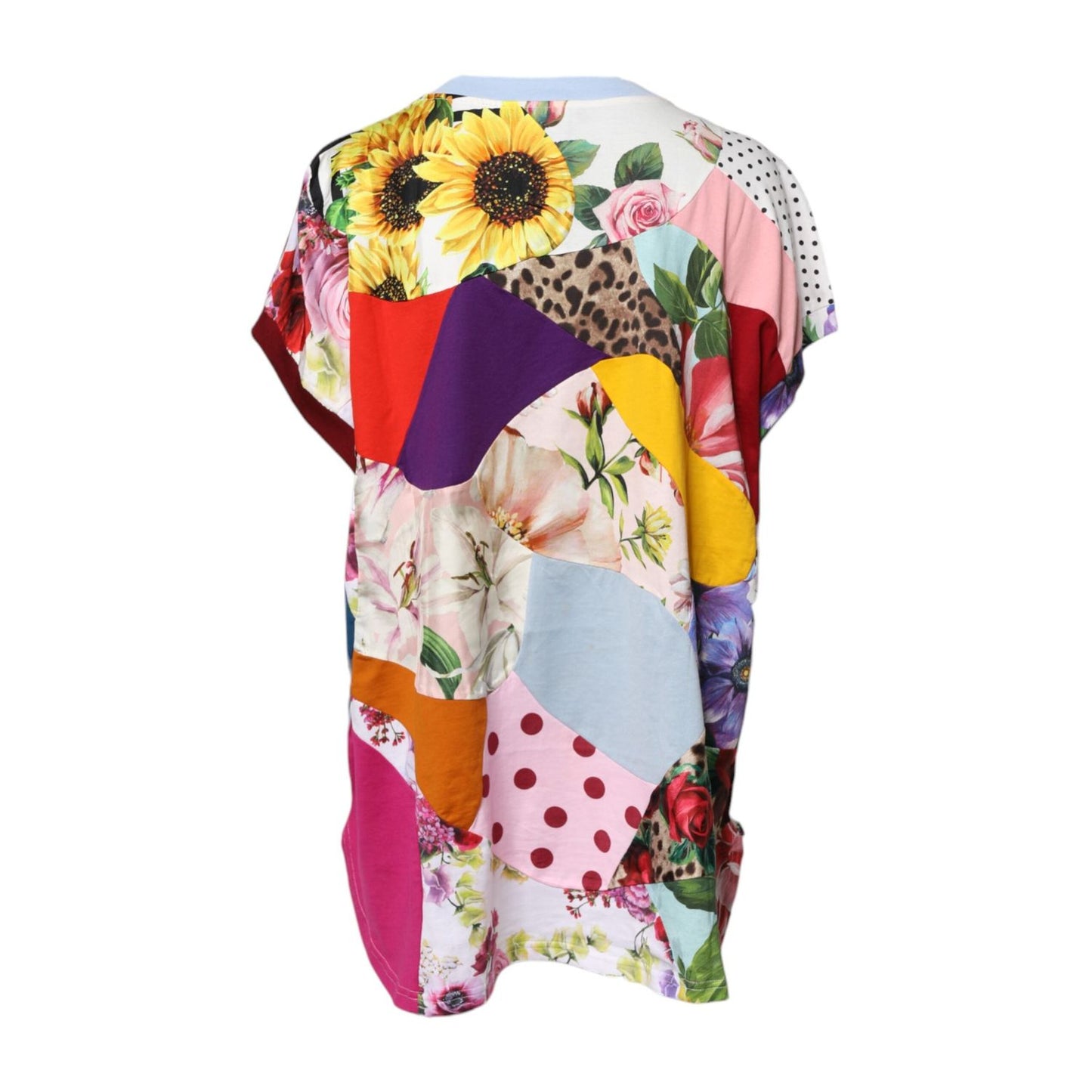 Dolce & Gabbana Multicolor Patchwork Short Sleeve Blouse Top THS90390-38