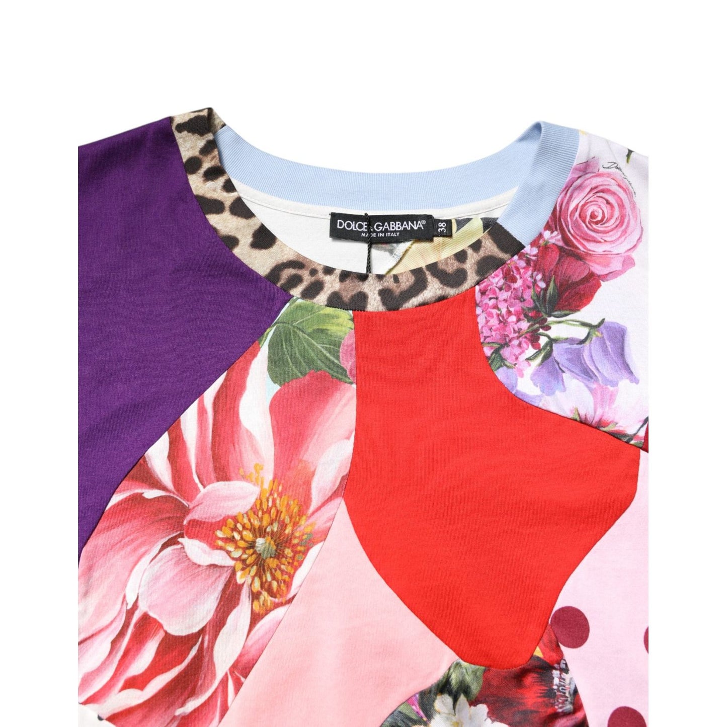 Dolce & Gabbana Multicolor Patchwork Short Sleeve Blouse Top THS90390-38