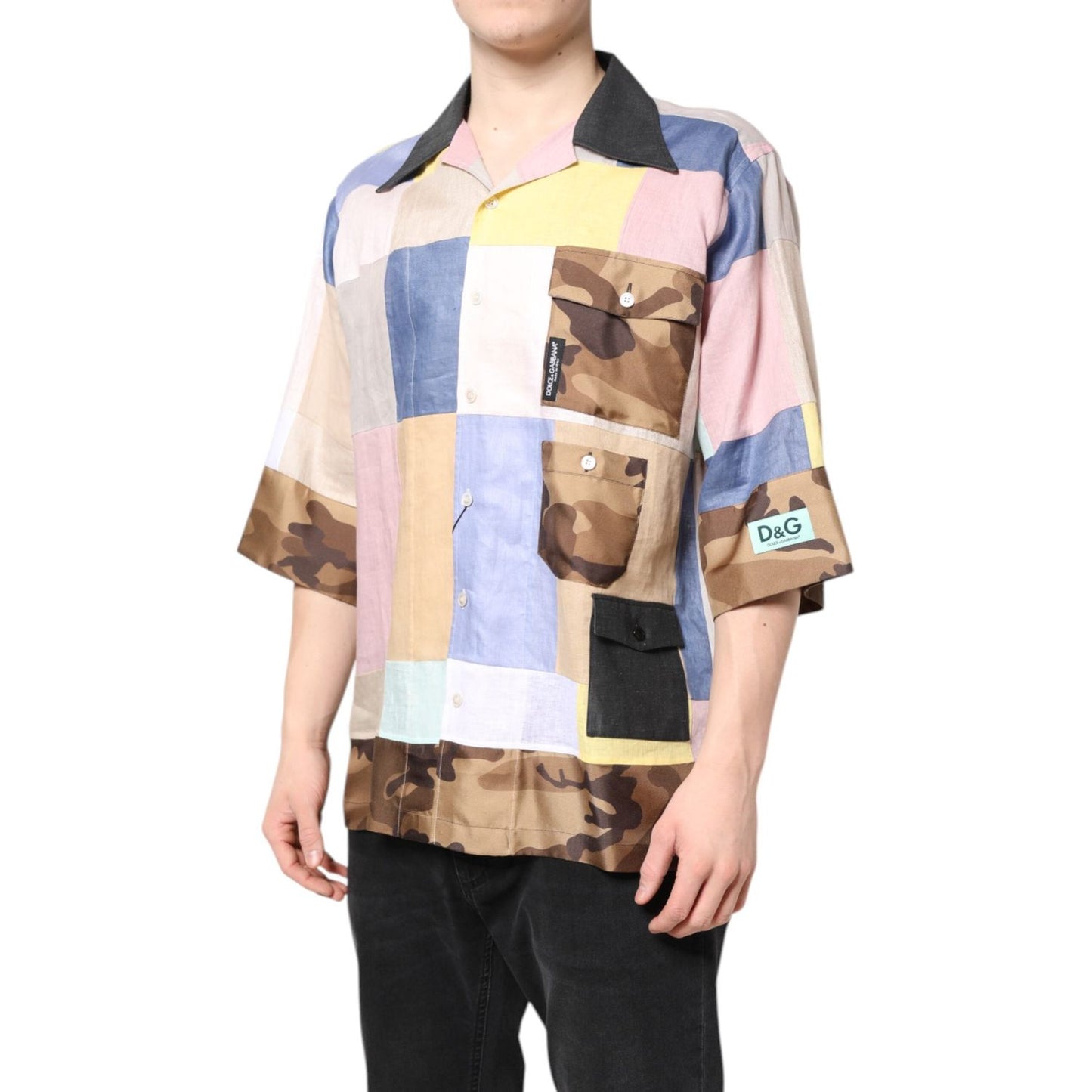 Dolce & Gabbana Multicolor Patchwork Short Sleeve Shirt TSH87770-40