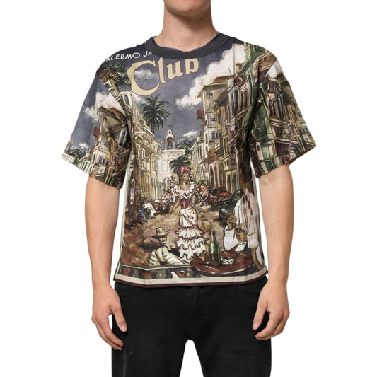 Dolce & Gabbana Palermo Jazz Club Linen Crew Neck Men T-shirt TSH91307-44