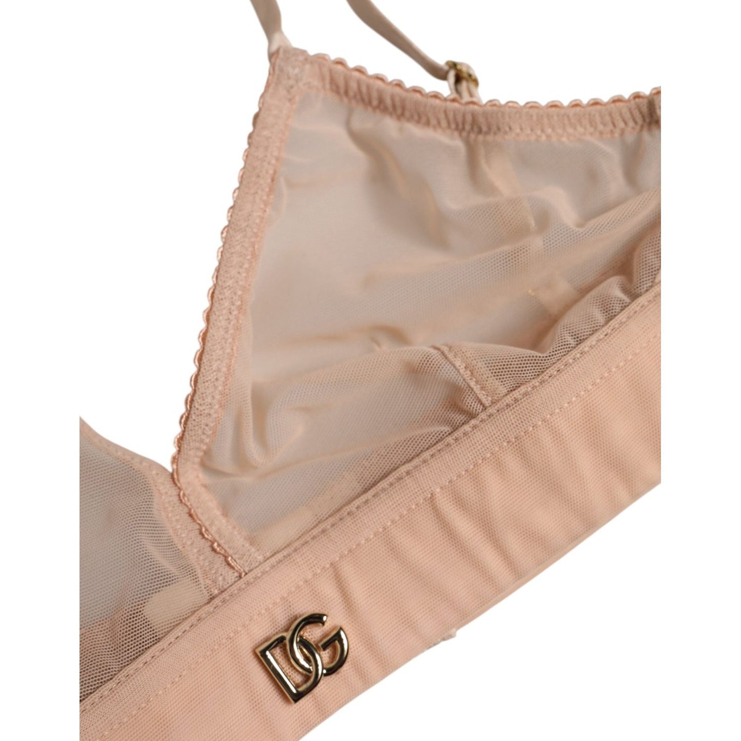 Dolce & Gabbana Powder Pink Nylon DG Logo Non Wire Bra Underwear BIK1435-5