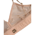 Dolce & Gabbana Powder Pink Nylon DG Logo Non Wire Bra Underwear BIK1435-5