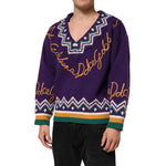 Dolce & Gabbana Purple Wool DG Logo Men Knit Pullover Sweater TSH90257-M