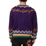Dolce & Gabbana Purple Wool DG Logo Men Knit Pullover Sweater TSH90257-M