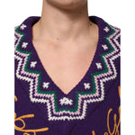 Dolce & Gabbana Purple Wool DG Logo Men Knit Pullover Sweater TSH90257-M