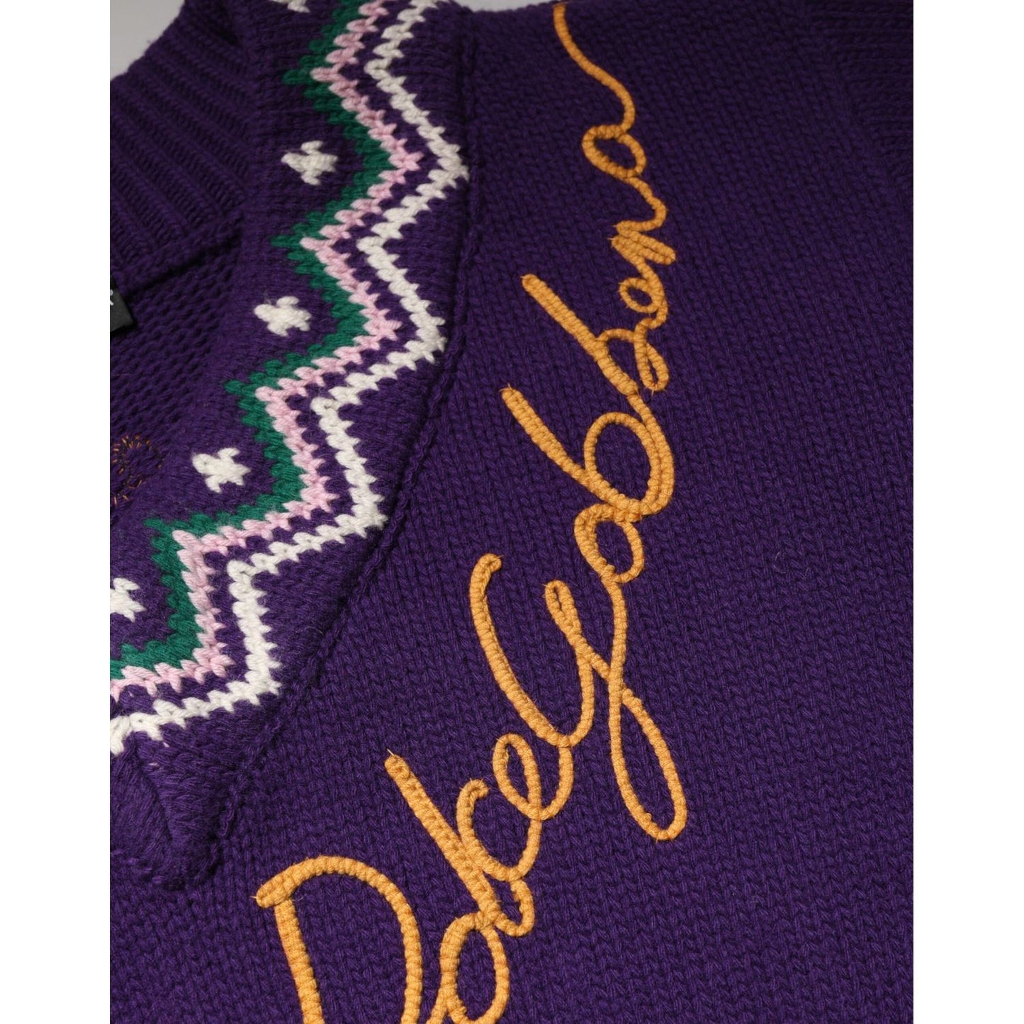 Dolce & Gabbana Purple Wool DG Logo Men Knit Pullover Sweater TSH90257-M