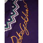 Dolce & Gabbana Purple Wool DG Logo Men Knit Pullover Sweater TSH90257-M