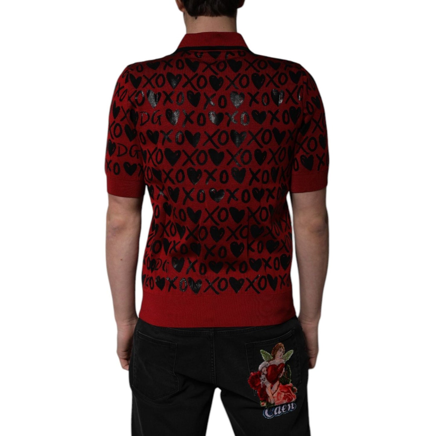 Dolce & Gabbana Red Cotton XOXO Collared Polo T-shirt TSH84558-46