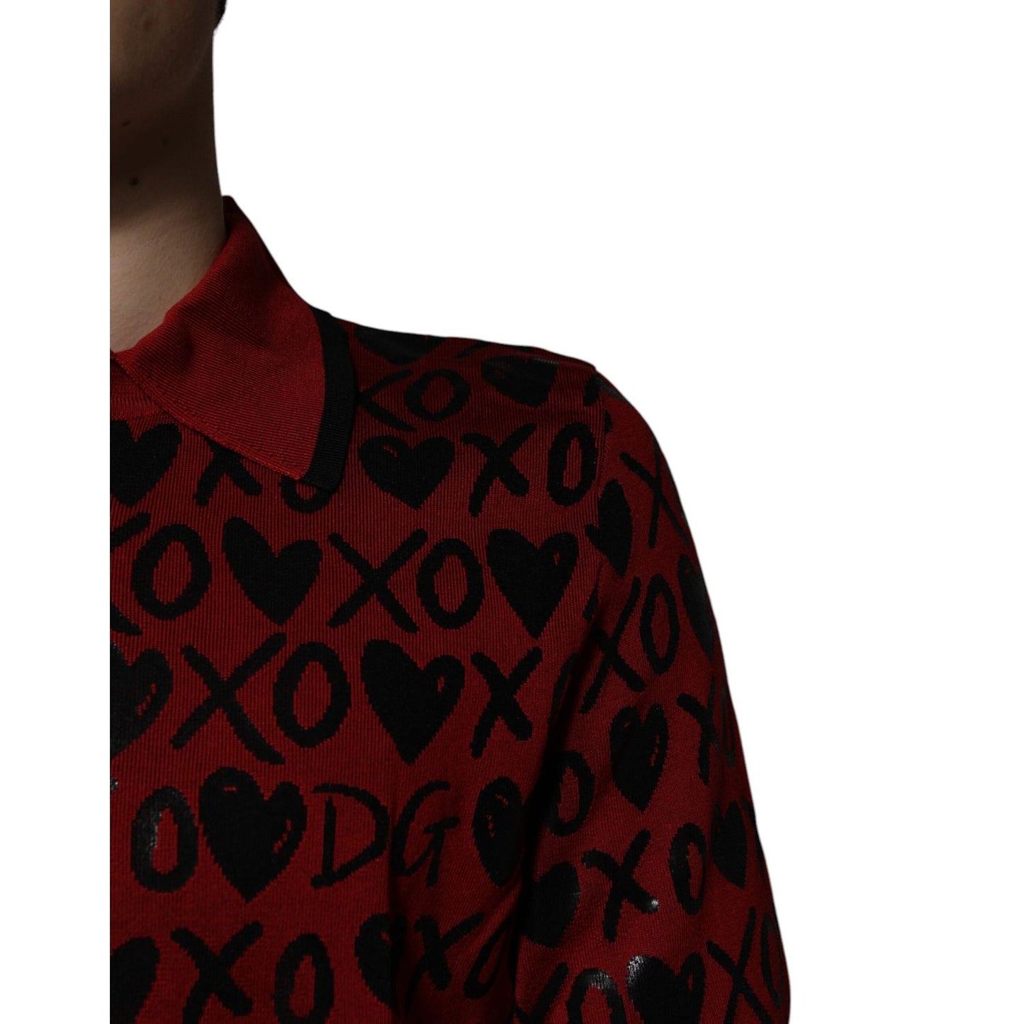 Dolce & Gabbana Red Cotton XOXO Collared Polo T-shirt TSH84558-46