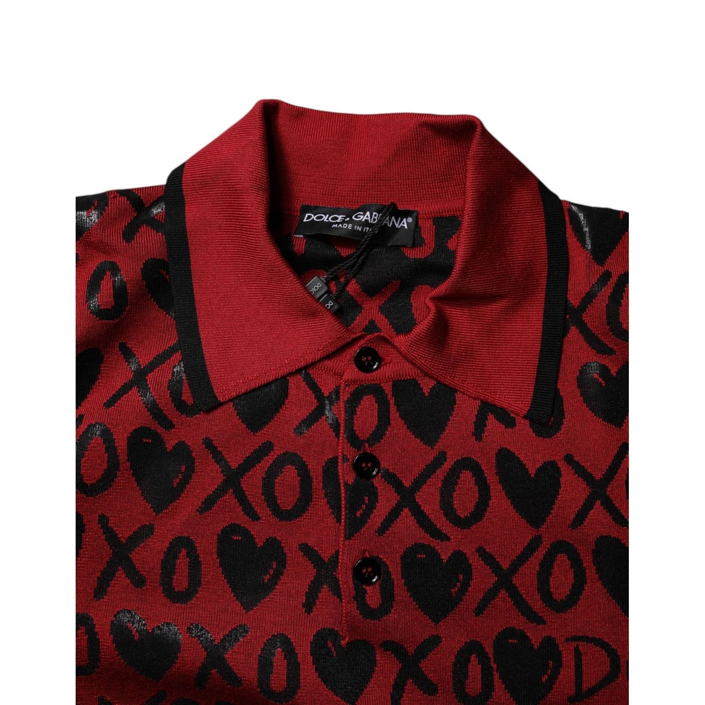 Dolce & Gabbana Red Cotton XOXO Collared Polo T-shirt TSH84558-46