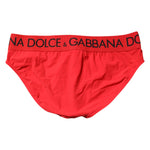 Dolce & Gabbana Red Logo Waist Men Beachwear Brief Swimwear BIK1616-5