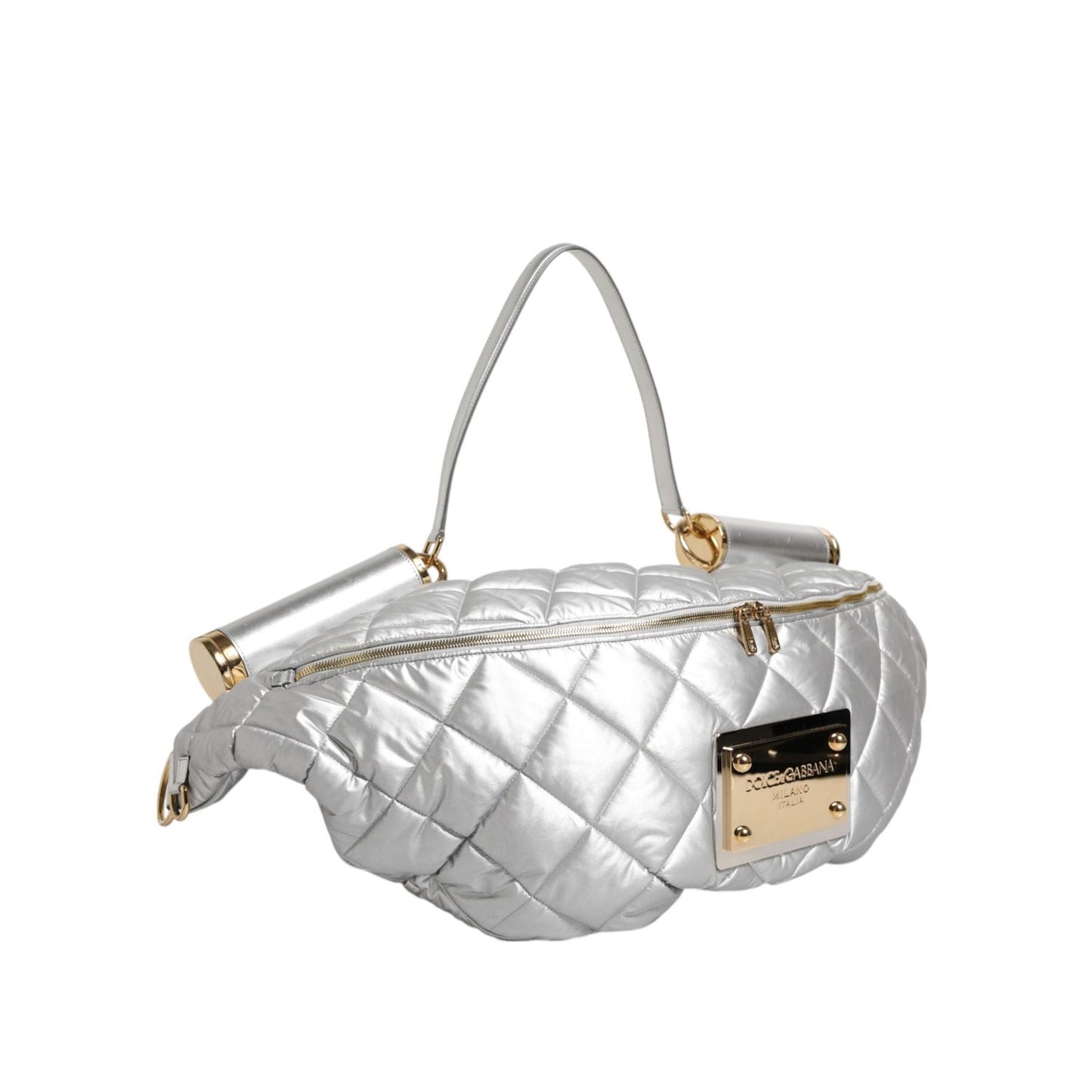 Dolce & Gabbana Silver Quilted Filled Crossbody Shoulder Bag SICILY Bag BAG4732