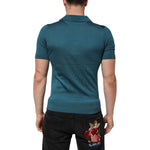 Dolce & Gabbana Teal Blue Silk Collar Short Sleeve Polo T-shirt TSH91071-46