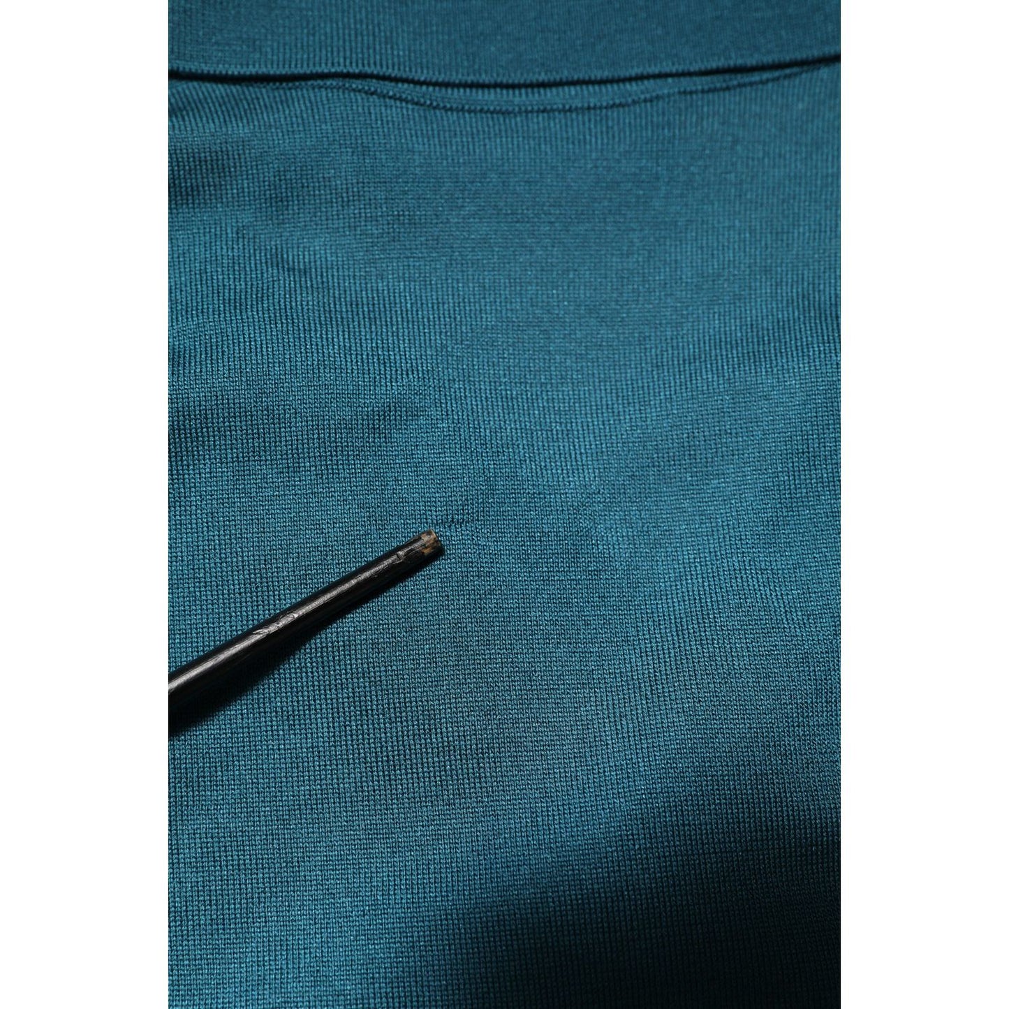 Dolce & Gabbana Teal Blue Silk Collar Short Sleeve Polo T-shirt TSH91071-46