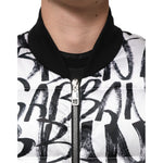 Dolce & Gabbana White Black Graffiti Logo Puffer Bomber Jacket JKT41522-L