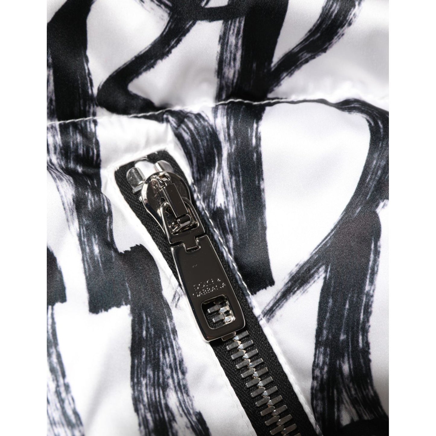 Dolce & Gabbana White Black Graffiti Logo Puffer Bomber Jacket JKT41522-L