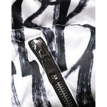 Dolce & Gabbana White Black Graffiti Logo Puffer Bomber Jacket JKT41522-L