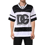 Dolce & Gabbana White Black Polyester DG Logo Mesh Jersey T-shirt TSH90351-M