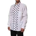 Dolce & Gabbana White Cotton Black DG Logo Long Sleeve Shirt TSH90809-45