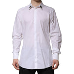 Dolce & Gabbana White Cotton Crown Collar GOLD Formal Shirt TSH91347-42