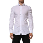 Dolce & Gabbana White Cotton GOLD Formal Men Longsleeves Shirt TSH90820-39