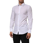 Dolce & Gabbana White Cotton GOLD Formal Men Longsleeves Shirt TSH90820-39